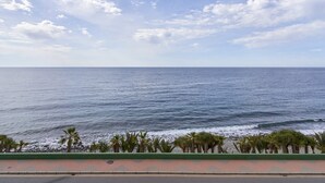 A coastal view with the ocean, palm trees, and a clear sky. - Apartment 'With Garage In Almuñecar' with Sea View, Wi-Fi and Air Conditioning (Almunecar)