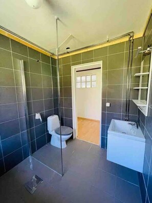 Shower, soap, toilet paper