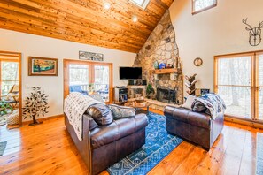 Fernseher, Kamin, Bücher