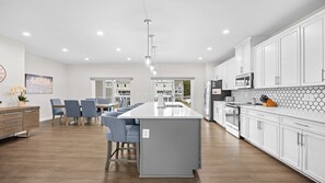 Fridge, microwave, oven, stovetop - Newly built, open-concept, and beautifully decorated 4 Bedroom in Barefoot Resort!<br>802 Dye Townhome (North Myrtle Beach)