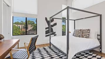 2 bedrooms, desk, iron/ironing board, travel crib