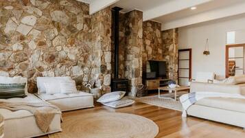 TV, fireplace