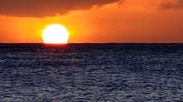A sunset over the ocean.