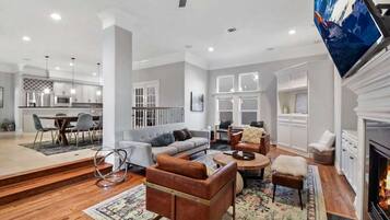 TV, fireplace, offices