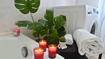 Basic Apartment | Bathroom | Combined shower/tub, hydromassage showerhead, hair dryer, bidet