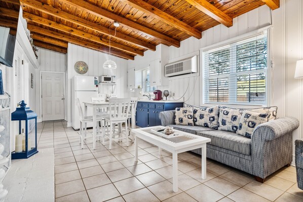 Smart TV, chimenea, reproductor de DVD y libros 