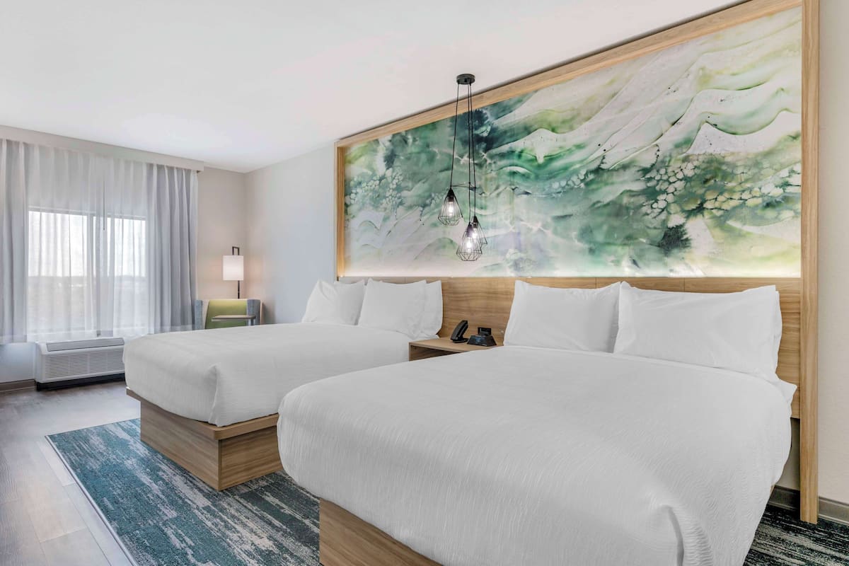 Standard Room, 2 Queen Beds, Non Smoking, Bathtub | Desk, laptop workspace, blackout curtains, iron/ironing board