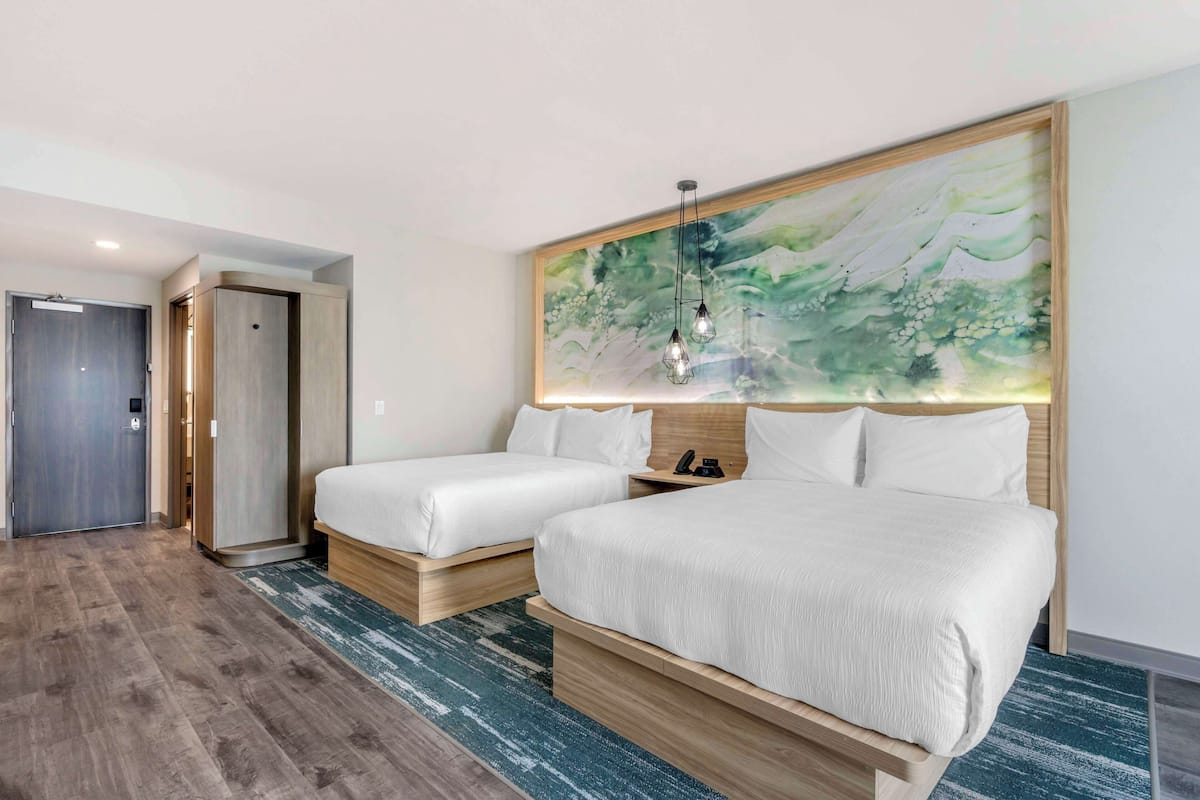 Standard Room, 2 Queen Beds, Non Smoking, Kitchenette | Desk, laptop workspace, blackout curtains, iron/ironing board