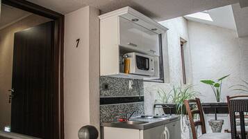 Mini-fridge, stovetop, griddle, cookware/dishes/utensils