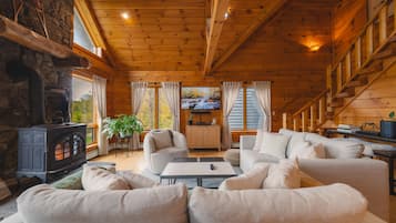 Smart TV, fireplace, video games, books