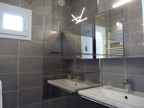 Ducha, secador de pelo y papel higiénico