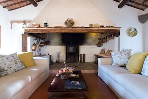 Télévision, cheminée, table de tennis de table