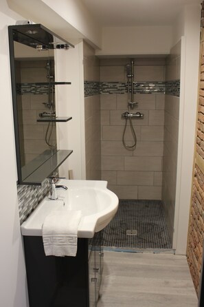 Dusche, Haartrockner, Handtücher