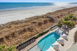Indoor pool, a heated pool - Premier oceanfront condo: pools, lazy river, bar (North Myrtle Beach)