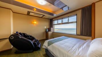 Quarto executivo, para não fumantes, vista para o oceano (Ruri) | Edredons de pluma, cofres nos quartos, cortinas blackout