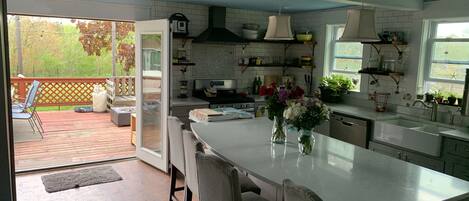 Fridge, oven, stovetop, coffee/tea maker