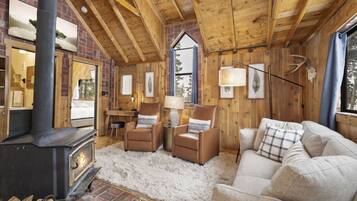 Télévision, cheminée, lecteur de DVD