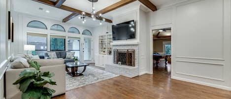 TV, fireplace, video games