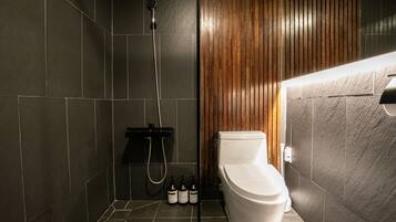 Luxury Quadruple Room, 2 Queen Beds, Private bathroom outside the room | Bathroom | Shower, free toiletries, hair dryer, slippers