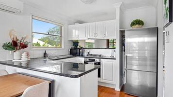 Fridge, microwave, dishwasher, electric kettle