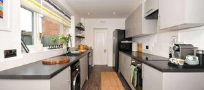 Fridge, microwave, oven, stovetop - Rydal House - central location and stylish interiors (Filey)