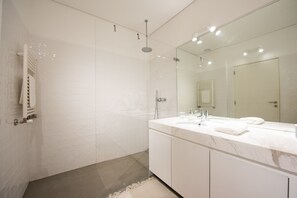 Dusche, Haartrockner, Bidet, Handtücher