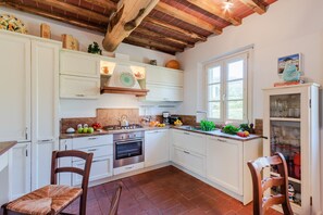 Fridge, oven, dishwasher, coffee/tea maker