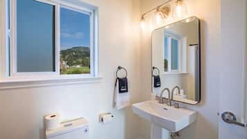 Bathtub, hair dryer, towels