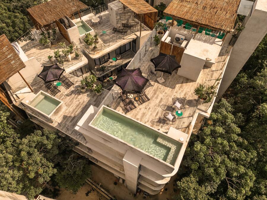 Outdoor pool, pool umbrellas, pool loungers