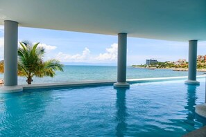 Outdoor pool, a heated pool - Beachfront in Bucerias - 180 Degree Ocean Views - NEW Listing (Bucerias)