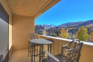 Outdoor dining - Remodeled 2Br Condo, Private balcony with Beaver Creek Mountain view, steps from Avon Gondola by RedAwning (Avon)