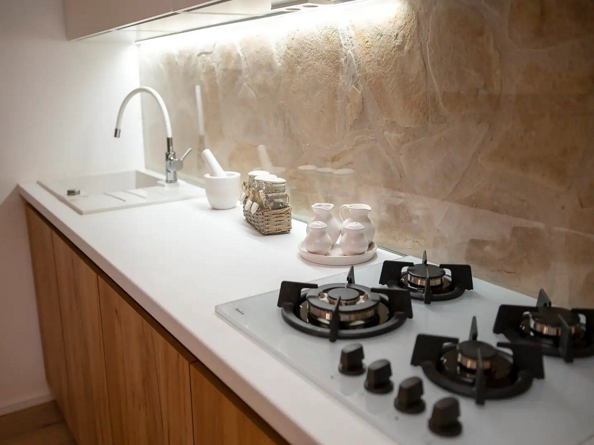 House (Three Bedroom Holiday Home with Swimm) | Private kitchen | Fridge, dining tables