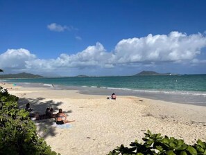 Playa en los alrededores, camastros y toallas de playa 