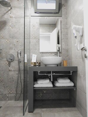 Hair dryer, towels