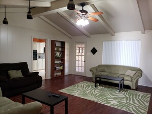 Smart TV, DVD player, table football, ping pong