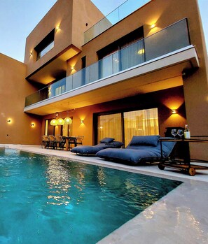 2 outdoor pools, pool umbrellas, sun loungers - Salina SPA Villas - with PRIVATE ECO-POOL, SAUNA & Hot Tub (Volos)