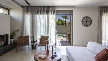 60-inch Smart TV with digital channels, TV, fireplace