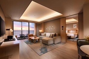 Twin Deluxe Suite | Living area | 55-inch flat-screen TV with digital channels, TV - Hilton Okinawa Miyako Island Resort (Miyakojima)