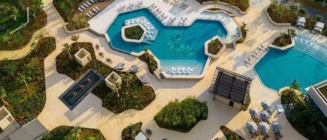Indoor pool, seasonal outdoor pool, cabanas (surcharge)