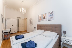 2 bedrooms, desk, iron/ironing board, travel cot