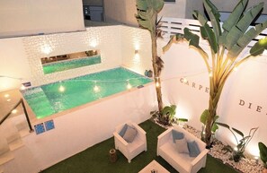 Piscine extérieure, piscine chauffée