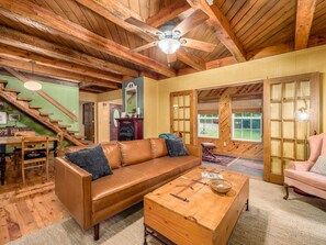 TV, fireplace, DVD player, stereo