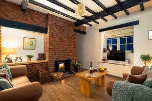 Smart TV, fireplace, stereo