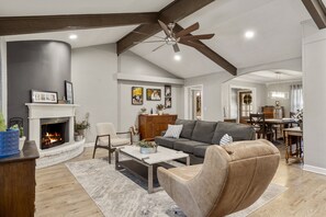 TV, fireplace, table tennis