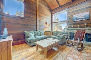 电视、壁炉、DVD 播放器