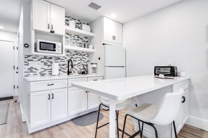 Fridge, microwave, toaster, ice maker