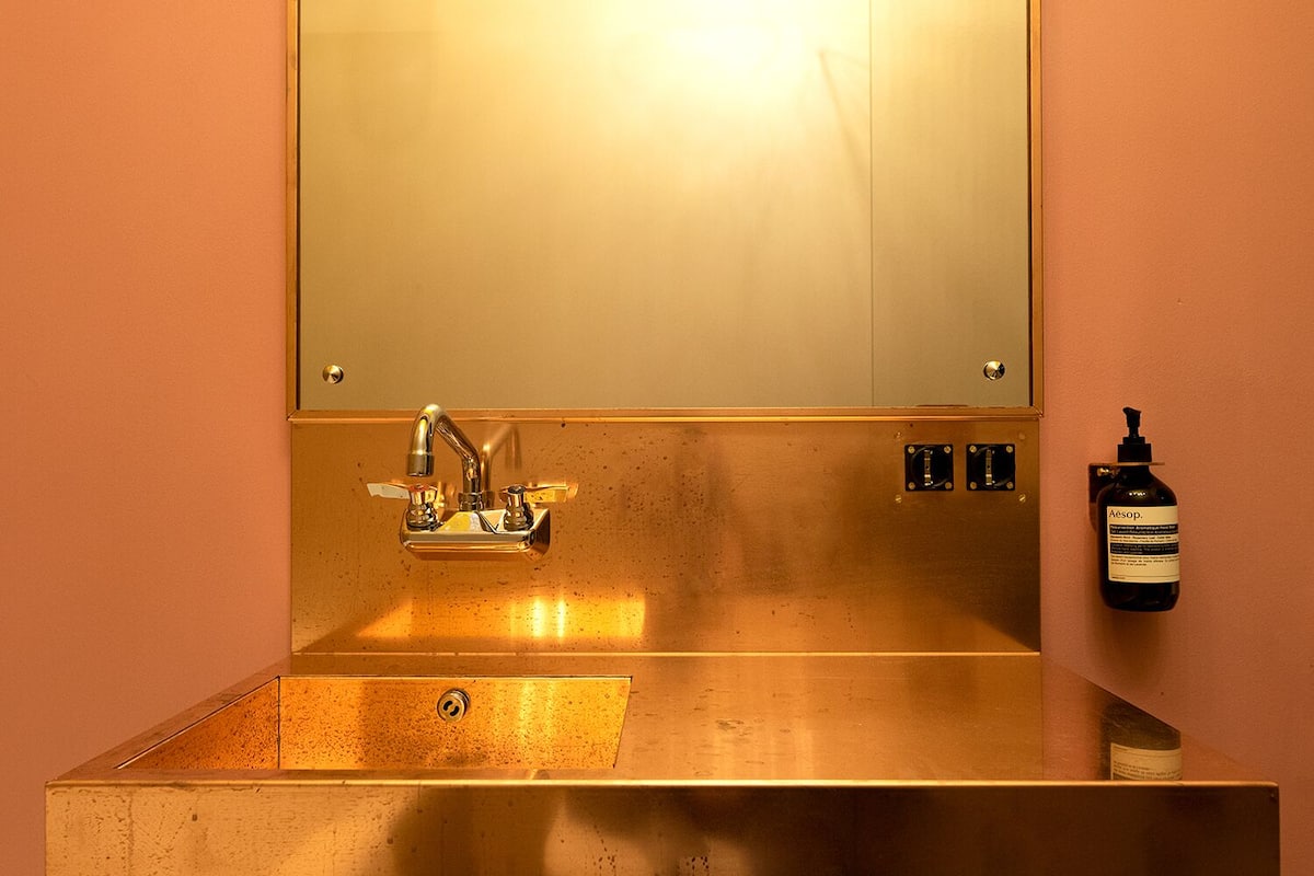 luxury double room | bathroom | designer toiletries, towels, soap, shampoo