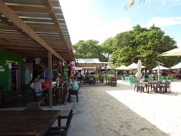 On the beach, white sand