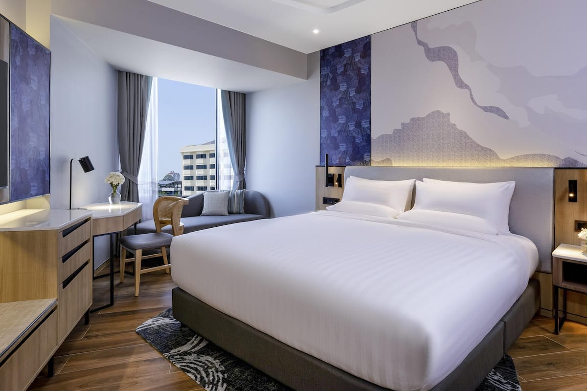 In-room safe, desk, laptop workspace, blackout drapes