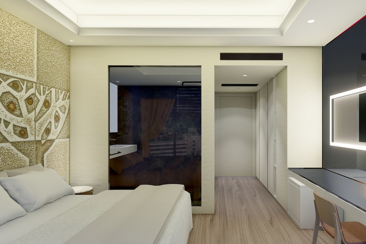 Memory foam-senger, minibar, lydisolert og wi-fi (inkludert)